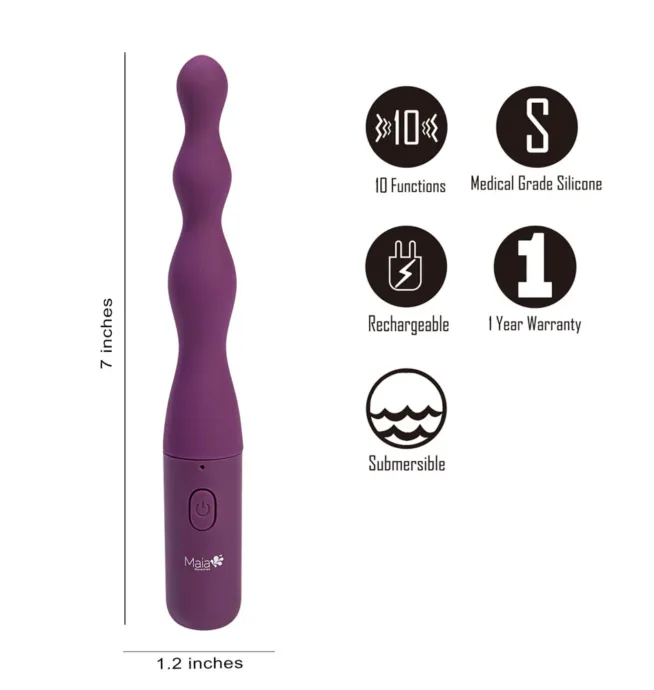 Maia -  VIBELITE Dani 10-Function Silicone Beaded Anal Vibe Purple - Image 3