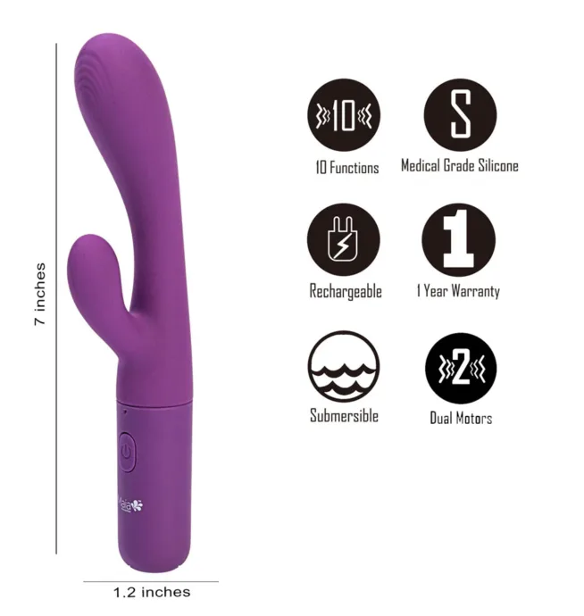 Maia - VIBELITE Rayla 10-Function Silicone Dual Stimulator Vibrator Purple - Image 3