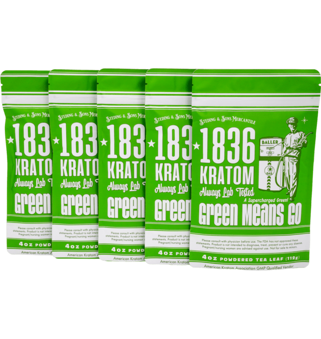 1836 Kratom – Green Means Go – 4oz Powdered Leaf