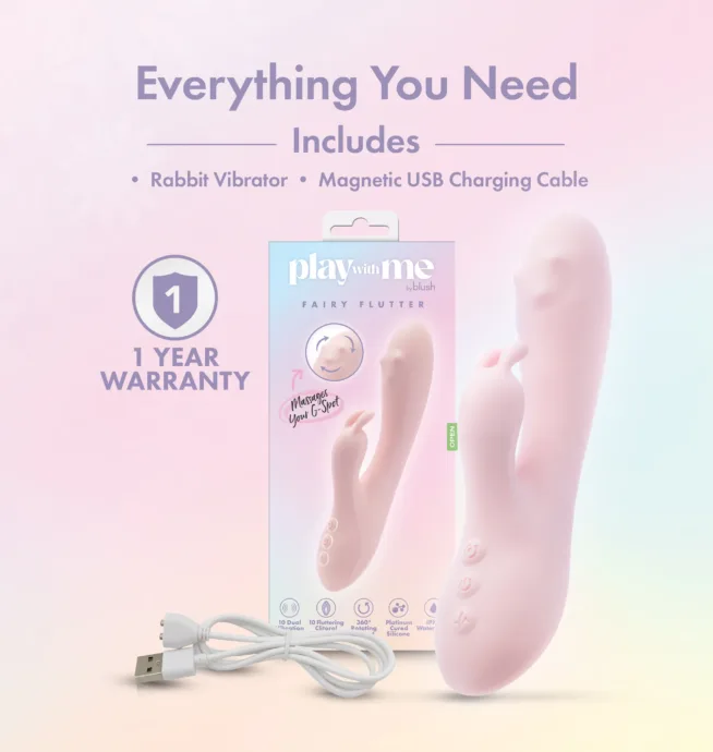 Blush Play With Me Rabbit Vibrator - Fairy Flutter - Image 3