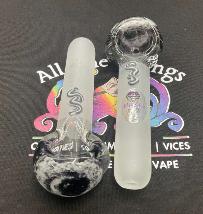 Frit Head Fume Hand Pipes - Frosted