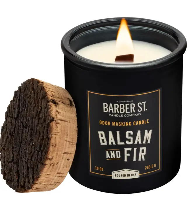 Zippo Barber Street Balsam & Fir Odor Masking Candle - Wooden Wick