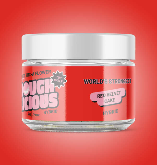 Doughlicious – 4g Exotic THCA Flower Jar - Red Velvet Cake (Hybrid)