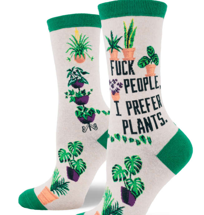 ModSocks - I Prefer Plants Women's Crew Socks – Heather Cream