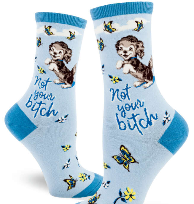 ModSocks - Not Your Bitch Puppy Dog Women's Crew Socks – Aquamarine