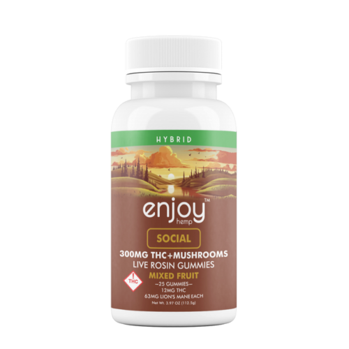 Enjoy Hemp Live Rosin Delta 9 THC + Mushrooms Gummies for Social (Hybrid)