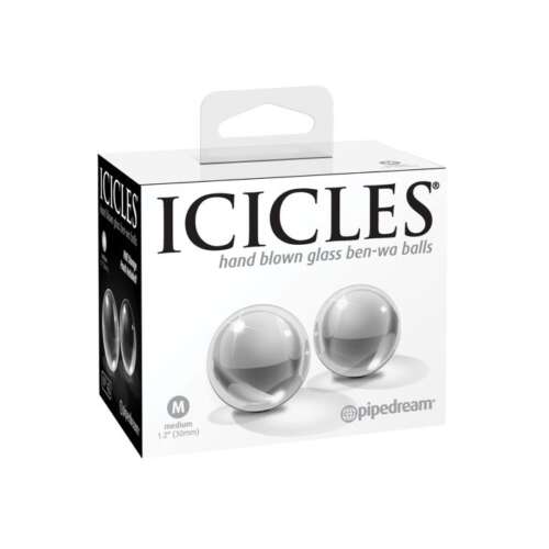 Icicles No. 42 Hand Blown Glass Medium Ben Wa Balls - Clear