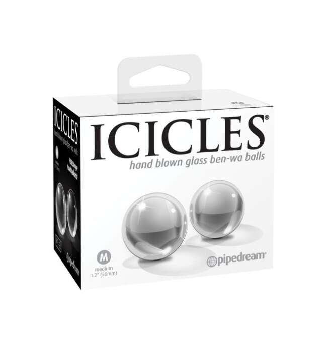 Icicles No. 42 Hand Blown Glass Medium Ben Wa Balls - Clear