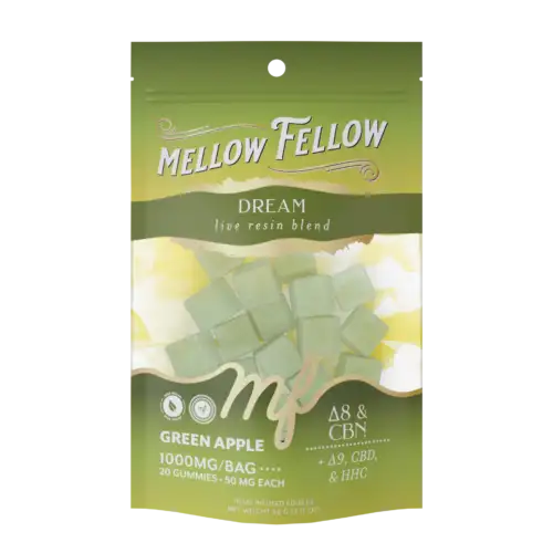 Mellow Fellow Live Resin M-Fusions 20pc Edibles 1000mg Dream Blend Green Apple