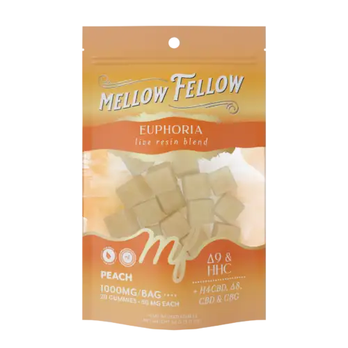 Mellow Fellow Live Resin M-Fusions 20pc Edibles 1000mg Euphoria Blend Peach