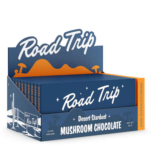 Road Trip Desert Stardust Magic Mushroom Chocolate Bar – Dark Chocolate Orange