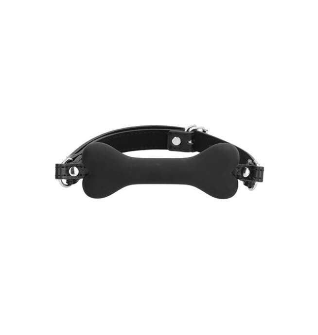 Shots Ouch Puppy Play Silicone Bone Gag - Black - Image 2