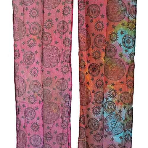 Suns & Stars Cotton Curtain Tie Dye Colors 22"x72"  (2 pc)