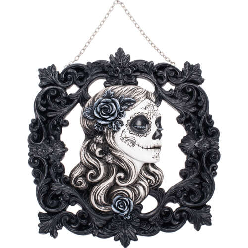 8.4in B&W Lady Day Of Dead Wall-Hanging