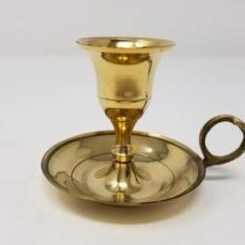 Brass Chamberstick Taper Candle Holder - 3.25" Wide x 2.25" High
