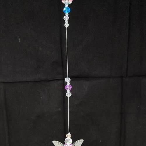 Butterfly Suncatcher with Colored Crystals - 15"L