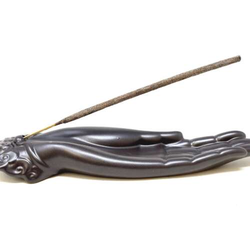 Ceramic Buddha Hand Incense Burner (10" L)