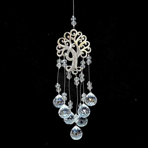 Clear Crystal Beads Suncatcher with Tree of Life Design - 16"L