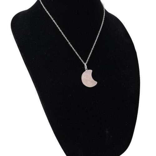 Crescent Moon Rose Quartz Gemstone Pendant