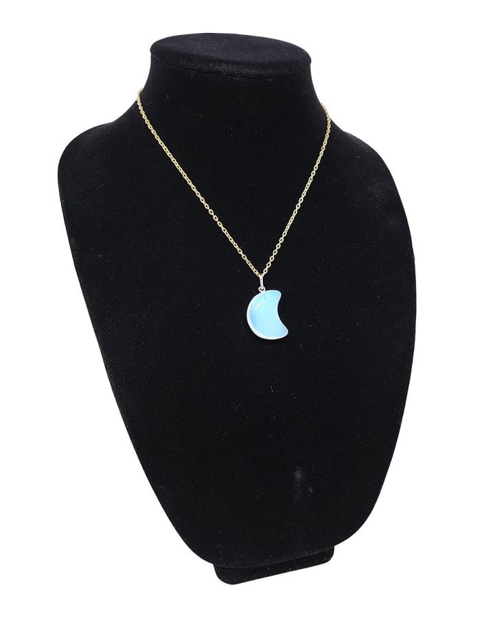 Crescent Moon Shape Opalite Gemstone Pendant