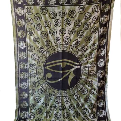 Egyptian Eye Tapestry 72"x108" - Green/Black