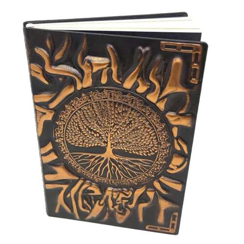 Embossed Tree of Life Hard Back Leather Journal Lined Paper 6"W x 8.5"H