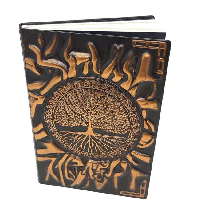 Embossed Tree of Life Hard Back Leather Journal Lined Paper 6"W x 8.5"H ...