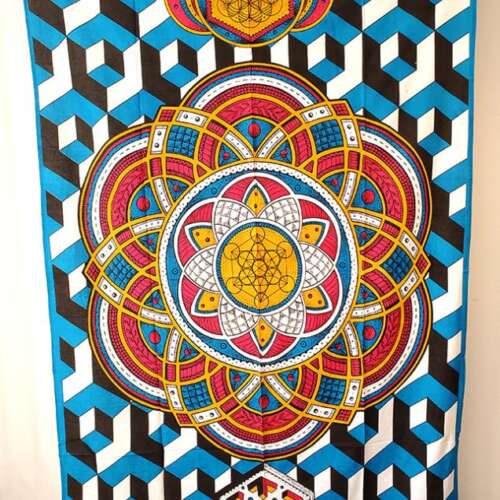 Geometric Design Multi Color Tapestry 54"x86"