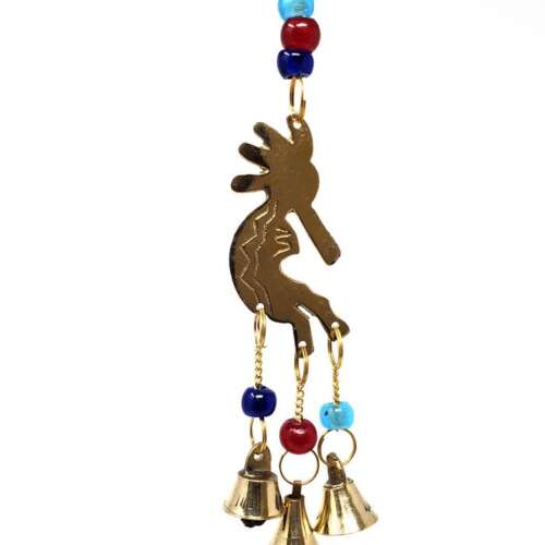 Kokopelli Brass Windchime with Beads 9"L
