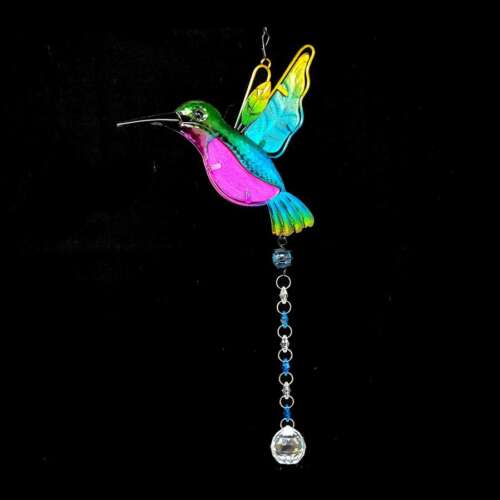 Large Colorful Hummingbird Suncatcher (7"W x 17"L)