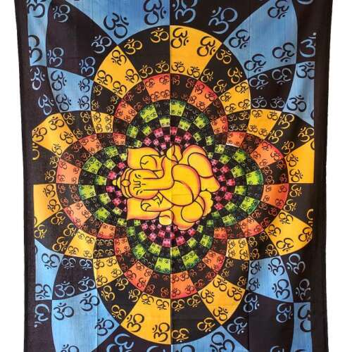 Lotus Ganesh Cotton Tapestry 54"x86" - Multi Color