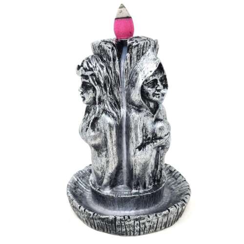 Maiden, Mother, Crone Backflow Incense Burner 4"D x 6"H