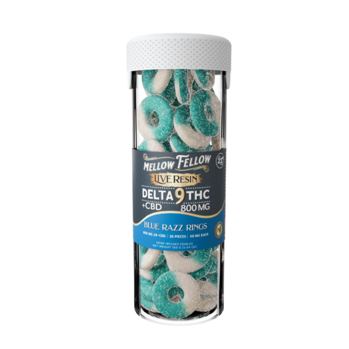 Mellow Fellow Live Resin 20pc Edibles 800mg Delta-9 Blue Razz Rings