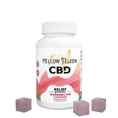 Mellow Fellow Relief Gummies 30pc Edibles 1500mg CBD Watermelon