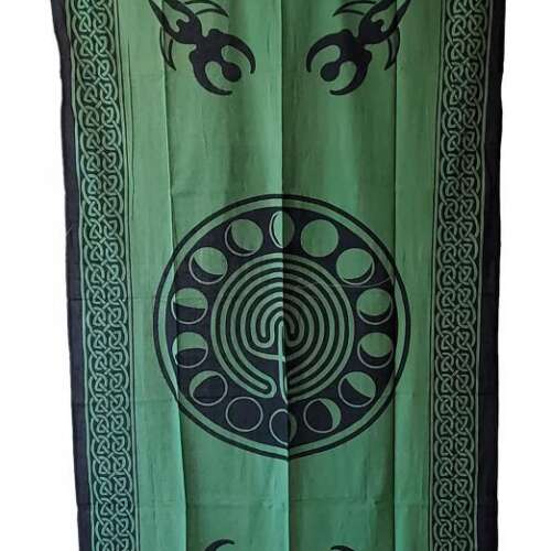 Moon Phase Cotton Curtain 44"x88" - Green