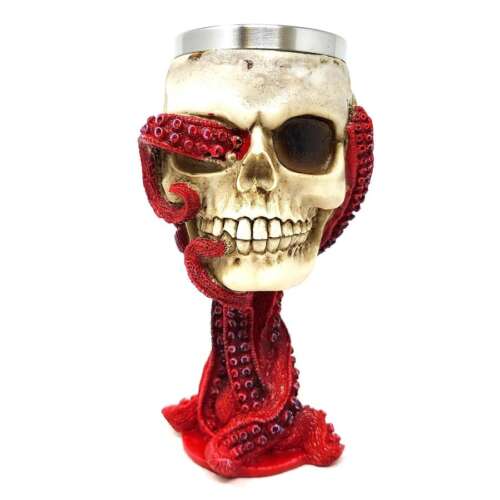 Octopus Skull Goblet 6 oz w/ Stainless Steel Cup - 2.75" Cup Diameter - 7.50" Height