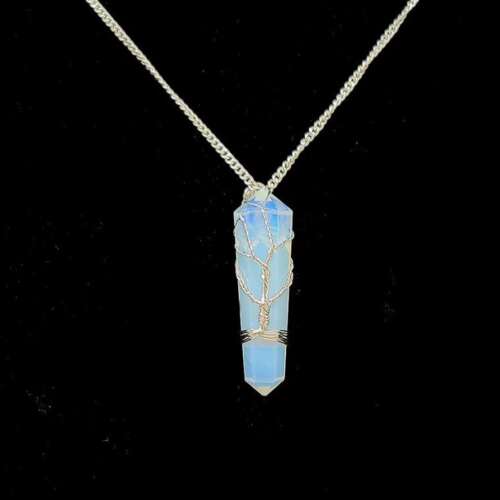 Opal Wire Tree Wraping Gemstone Pendant 1" - 1.5"