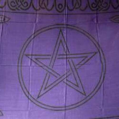 Pentacle Altar Cloth Sarong - Purple / Black