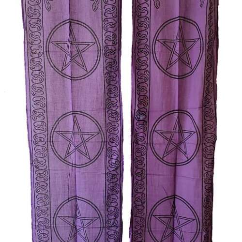 Pentagram Cotton Curtain Purple 22"x72" (2 Pc)
