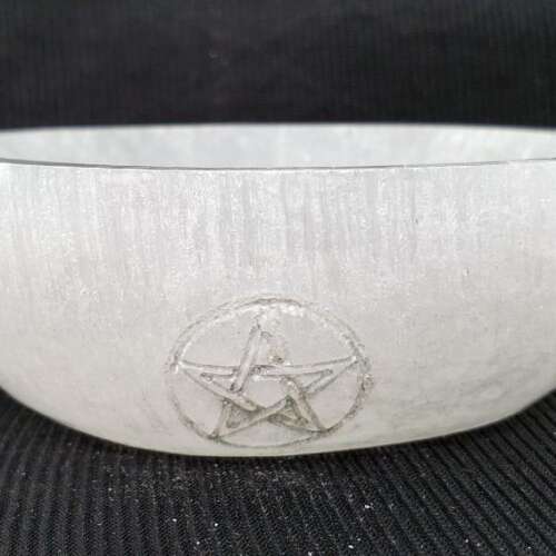 Pentagram - White Selenite Bowl 3.5"-4" Diameter