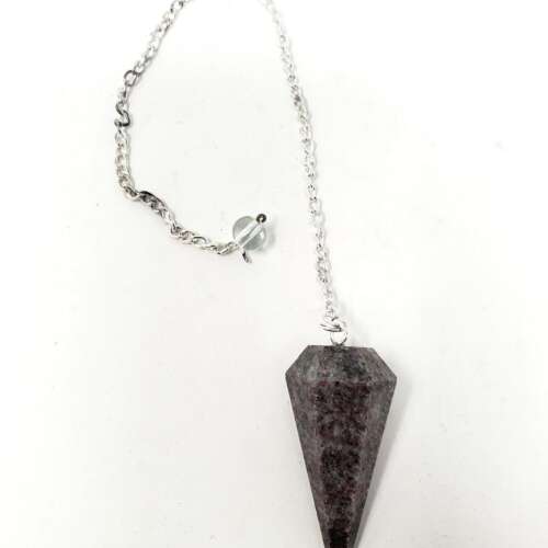 Ruby Feldspar Gemstone Pendulum with Chain