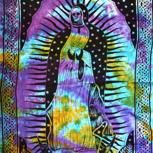 Santa Muerte Tie Dye Tapestry 72"x108"