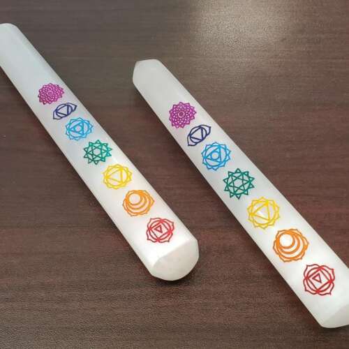 Selenite 7 Chakra Massage Wand 6" - 7" Long - (2 pack)