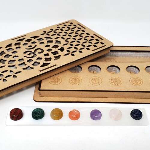 Selenite Charging Healing Set - 8 Piece Set with Wood Gift Box