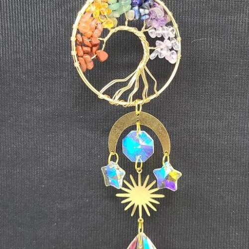 Sun Catcher - 7 Chakra Gemstone Tree of Life 14"