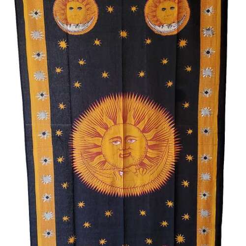 Sun God Cotton Curtain 44"x88" - Golden/Black