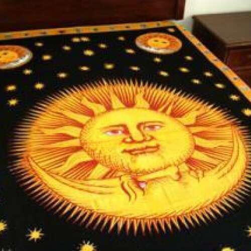 Sun God Tapestry 72"x108" - Golden/Black