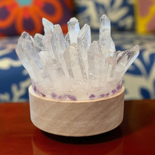 USB Crystal Quartz Gemstone LED Lamp – 3.5" Diameter x 3" Height