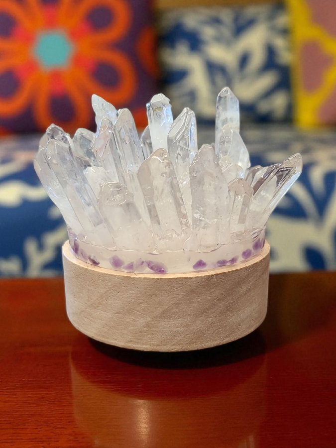 USB Crystal Quartz Gemstone LED Lamp – 3.5" Diameter x 3" Height