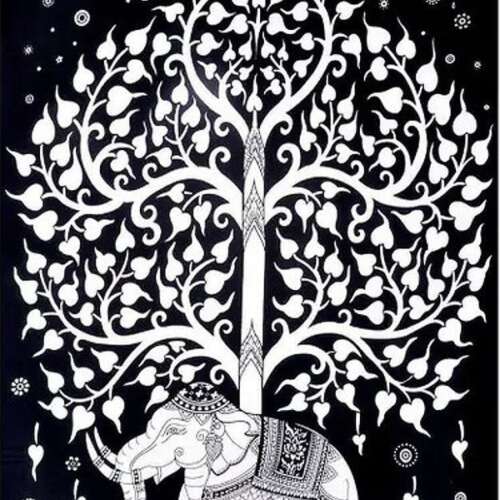 White Elephant Tree of Life Tapestry 54"x86"